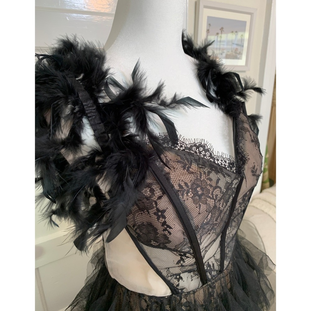 Off-Shoulder Black Lace & Tulle Prom Dress - Picture 6 of 16